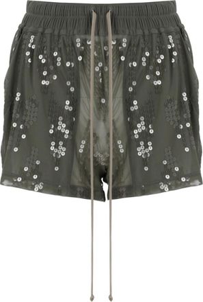 Rick Owens Green Nylon Embellished Shorts