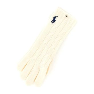 Polo Ralph Lauren Accessoires, Dames, Wit, ONE Size, Wol, Gebreide handschoenen met kabelpatroon