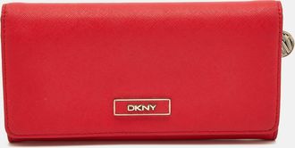 DKNY Dkny Red Leather Flap Continental Wallet