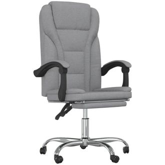 vidaXL Reclining Office Chair Light Grey Fabric vidaXL