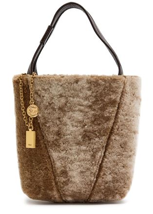 Chlo&eacute; Spin Small Shearling Tote bag - Light Grey - One Size