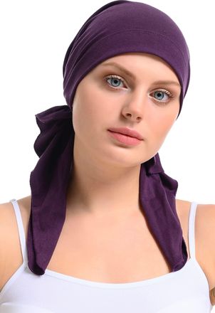 Generic Bamboo and Cotton Chemo Headwear Hair Loss Fitted Pre-Tied Bandana (Mulberry)