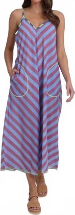 Boom Shankar Shimmi Stripes Print Jumpsuit In Capri Blue