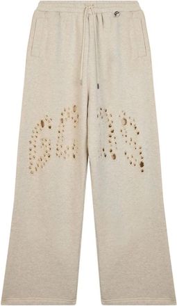 GCDS Laser Logo Jogger Pants - Heren - Wijde Broeken - Beige - L - Katoen - Broeken