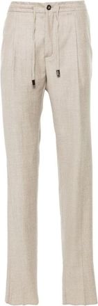 Incotex Straight Trousers, male, Beige, L, Brown Wool Tapered Leg Trousers