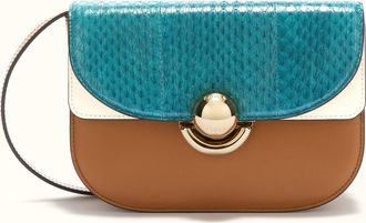 Furla Sfera Borsa A Tracolla Mini Amatore Blue Blu Pelle Elaphe Lux + Pelle Di Vitello Morbida Donna