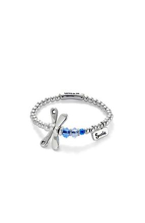 UNOde50 Elastic bracelet with sterling silver plated dragonfly with blue crystals at Nordstrom, Size Medium