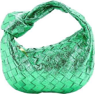Bottega Veneta Green Intrecciato Nappa Jodie Hobo Metallic Mini (Authentic Pre-Loved)
