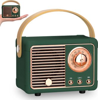 OEM Mini Altavoz Bluetooth Retro, Altavoz Inal&aacute;mbrico Port&aacute;til Con Radio Fm, Radio Vintage Recargable, Bluetooth 5.0/usb/tf/aux, Para Decoraci&oacute;n Vintage (