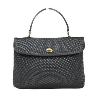 Bally Pre-owned Handbags, female, Black, Size: ONE SIZE Pre-owned Vintage Quilted Leather Top Handle Bag