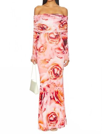 AFRM Thelma Dress In Peach Roses