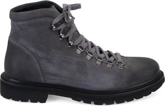 Desa Mens Suede Lace-Up Boots - 4cm Heel, Breathable | Gray - 44