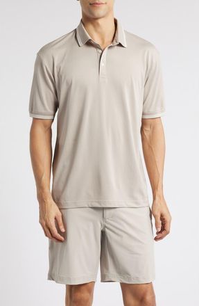 Swannies Thatcher Tipped Performance Polo in Tan at Nordstrom, Size X-Large