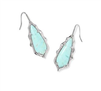 Kendra Scott Womens Adriana Scallop Frame Drop Earrings In Silver Sea Green Chrysocolla