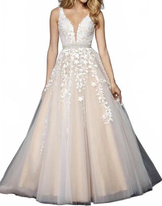 Sherri Hill Lace Ball Gown In Ivory