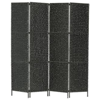 Berkfield Home 4-Panel Room Divider Black 154x160 cm Water Hyacinth
