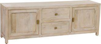 Wanderlust Deco Mueble bajo de madera beige 2 puertas y 2 cajones 170x40x56h cm