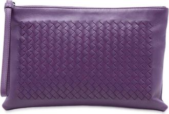 Bottega Veneta Pre-owned Clutches, female, Purple, Size: ONE SIZE Pre-owned Woven Leather Clutch