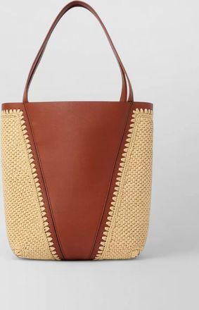 Chlo&eacute; spin leather raffia shoulder bag charm