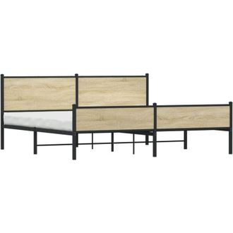 vidaXL Vidaxl - Estructura De Cama Sin Colch&oacute;n Metal Roble Sonoma 193x203 Cm