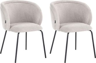 Beliani Conjunto De 2 Sillas De Comedor Tapizadas Sin Reposabrazos Dise&ntilde;o Retro Base De Metal Blanco Crema Sarasota