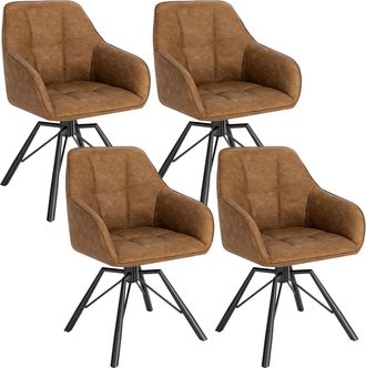 Woltu Woltu Set Di 4 Sedie Per Sala Da Pranzo Girevoli A 360&deg;. Sedie Da Cucina Imbottite Con Gambe In Metallo. Poltroncine In Similpelle Per Camera Da Letto