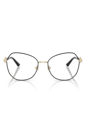 Jimmy Choo London 55mm Round Optical Glasses in Pale Gold/Black /Demo Lens at Nordstrom
