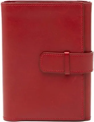 Herm&egrave;s Red Color Box Calf Leather Wallet (Tri-Fold) (Pre-Owned)