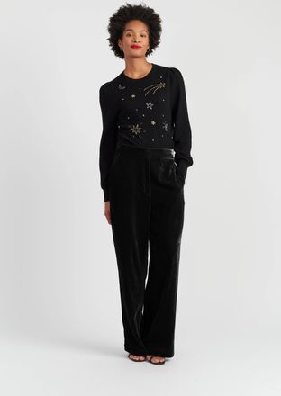 Chinti and Parker Black Laura Whitmore Velvet Trousers