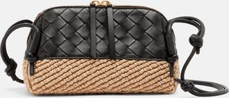 Bottega Veneta Concert leather and raffia shoulder bag