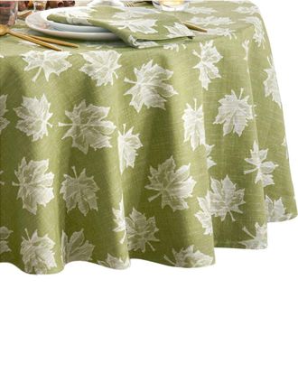 Elrene Falling Leaves Jacquard Round Tablecloth
