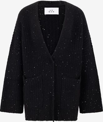 Lu Ren Weiter gerippter Oversize-Kaschmircardigan mit Pailletten Torill