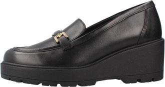 Geox Miereille Wedge Loafers - Dames - Sleehakken - Zwart - 39 EU - Leer - Schoenen