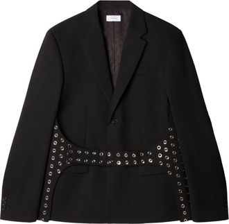 Off-white eyelet-embellished wool blazer - men - Virgin Wool/Viscose/Cotton - 52 - Black