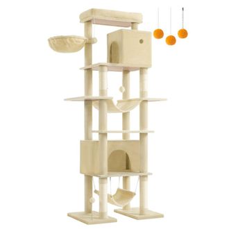 FEANDREA &Aacute;rbol para gatos multinivel de 200 cm de color beige