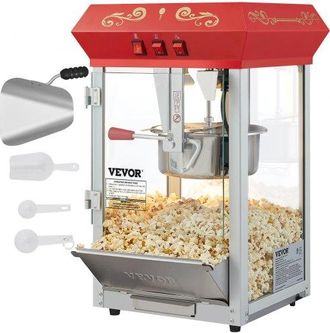 OEM M&aacute;quina Para Hacer Palomitas De Ma&iacute;z De Encimera, 850 W, 8 Oz, 48 Tazas Por Lote, Con Vidrio Templado, Incluye 4 Cucharas, Estilo Cine, Color Rojo, Al