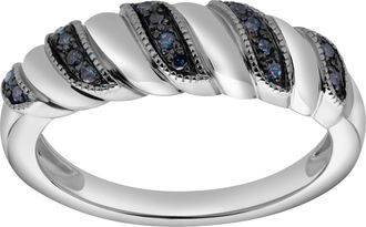 LuvMyJewelry Delphine Sterling Silver 0.10 Ct Diamond Croissant Ring