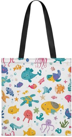 Generic Jellyfish Turtles Under Sea Womens Tote Casual Shopping Bag Lightweight Shoulder Bags Hobos Handbag for Work Travel Daily 35x40cm