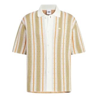 adidas Resort Crochet Polo Knit Beige White KE5834