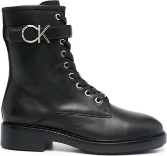 Calvin Klein logo-buckle combat boots - women - Leather - 41 - Black