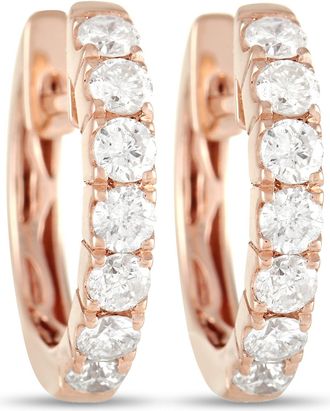 Luxury Bazaar 14K Rose Gold 0.59ct Diamond Hoop Earrings
