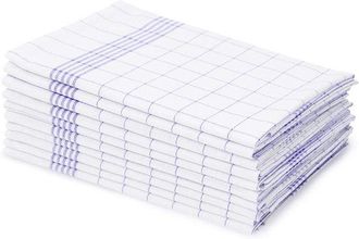OEM Confezione Da 12 Strofinacci Da Cucina A Quadri In Cotone, 100% Cotone, 45 X 62 Cm, Neri