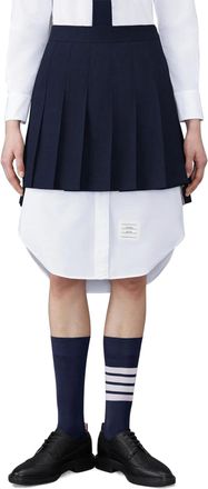 Thom Browne Thigh-Length Pleated Skirt with Dropped Back Design