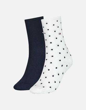 Tommy Hilfiger Womens 2-Pack Dots Pattern Womens Socks, Navy/White - Size: 2/2.5/5/4.5/4/3.5/3