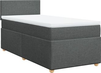 vidaXL Vidaxl - Cama Box Spring Con Colch&oacute;n Tela Gris Oscuro 90x200 Cm