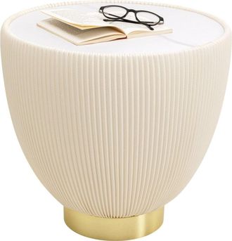 Kare Design Mesa auxiliar redonda beige y blanca &oslash;47 cm
