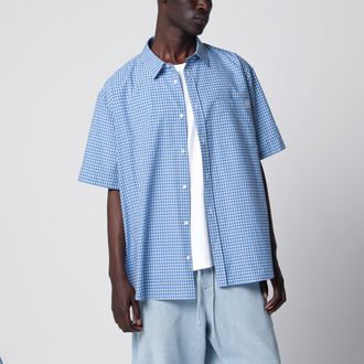 Loewe Camicia a maniche corte in cotone a quadri blu/bianca