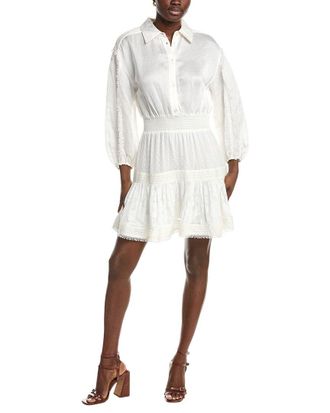 Maje Mixed Media Linen-Blend Mini Dress