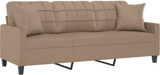 vidaXL Sof&aacute; De 3 Plazas Con Cojines Cuero Sint&eacute;tico Capuchino 180 Cm Vidaxl