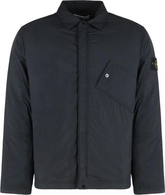 Stone Island Light Jackets, male, Black, Size: 3XL Comfort-fit Padded Overshirt
